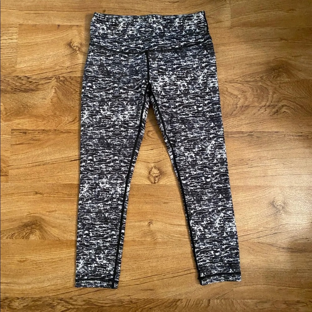 Grey black static print leggings womens XS